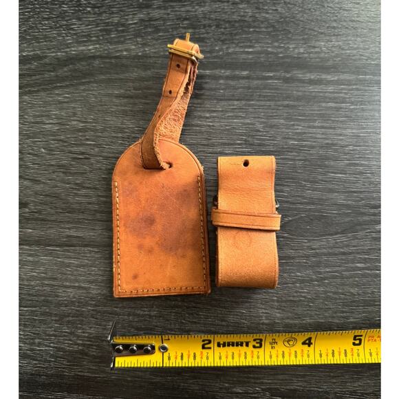 Authentic Louis Vuitton Vachetta Leather Name Luggage Tag And Poignet Set SN928 - Picture 3 of 5